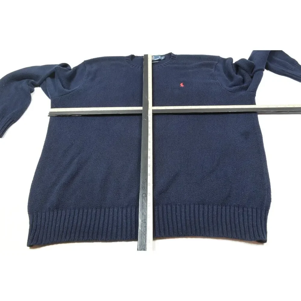 Vintage Polo Ralph Lauren Sweater Mens XL Blue Pima Cotton Long Sleeve Crew Neck